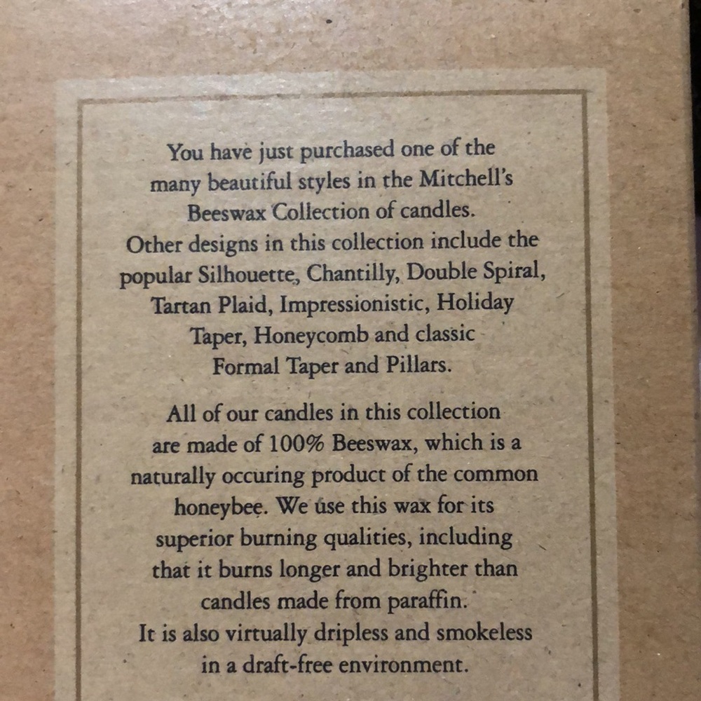 Mitchell’s 12” NIB Beeswax Candles - Picture 4 of 6